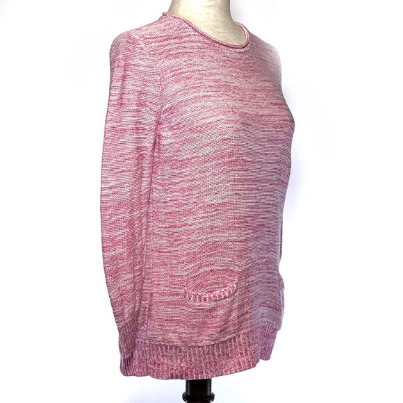 Chaps Women's Heathered Pink Pullover Sweater w/ Pockets - Picture 7 of 9
